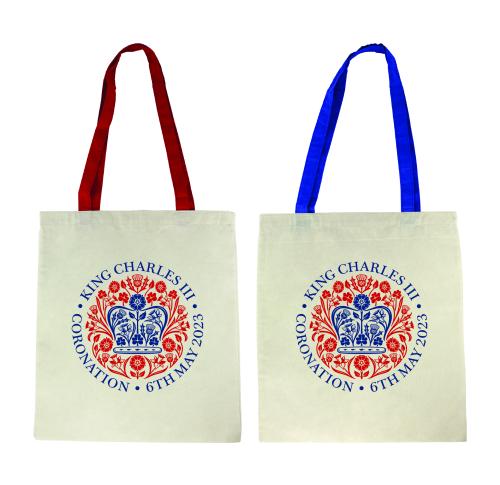 King's Coronation Commemorative Cotton Shopper Coloured Handles